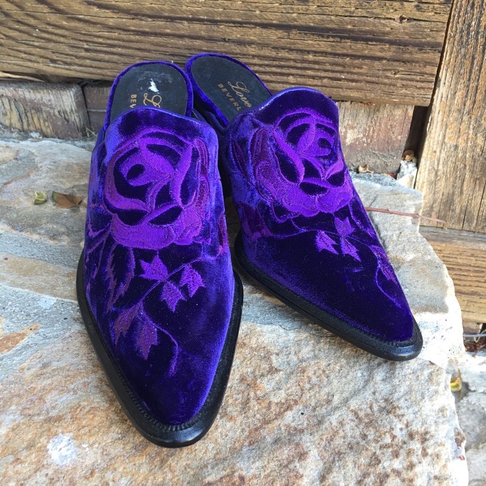Beverly Feldman purple velvet  shoes